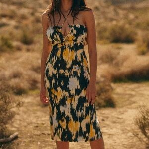 ISO Sezane Pearl Dress in Yellow, Black, and White